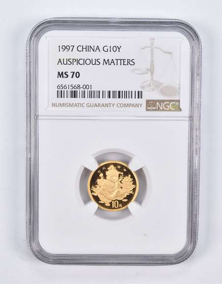 MS70 1997 China 10 Yuan Gold Coin Auspicious Matters NGC