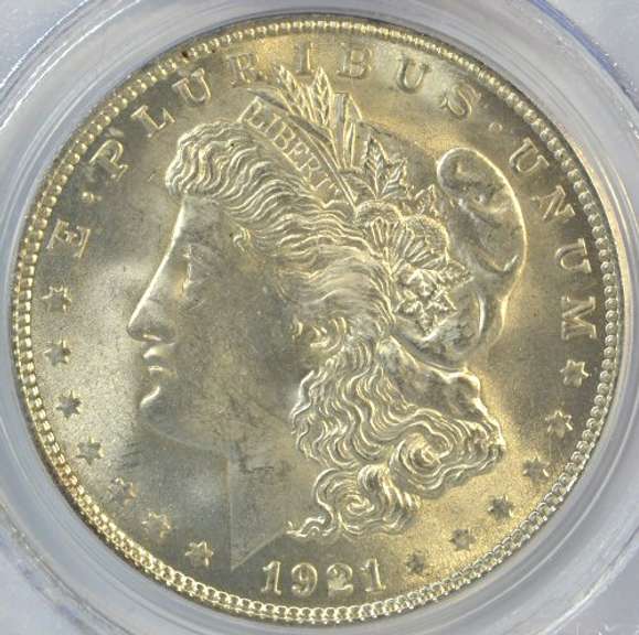 Nearly Gem BU 1921 Morgan Silver Dollar. PCGS MS64