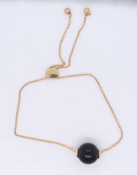 Trendy Effy Yellow Gold Black Onyx Ball Bracelet