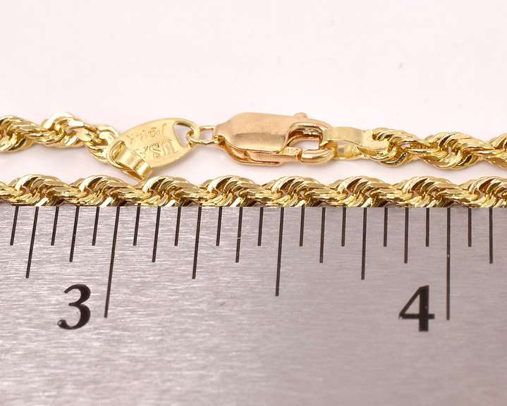 Brilliant Rope Chain Bracelet in 14K Yellow Gold
