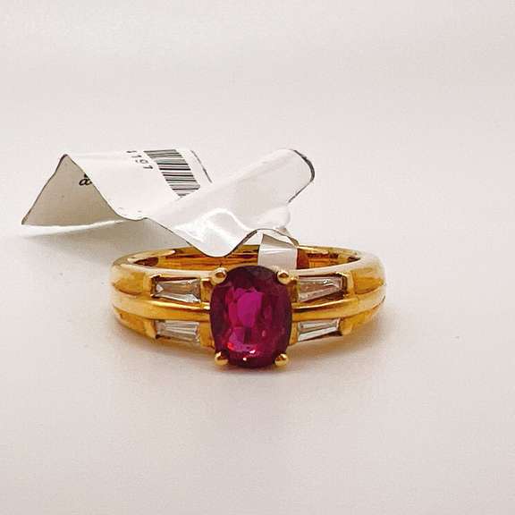 18kt Yellow Gold, Ruby, & Diamond Ring