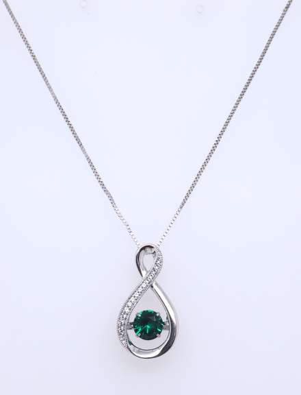 925 Sterling Silver Gemstone Pendant on Chain Necklace