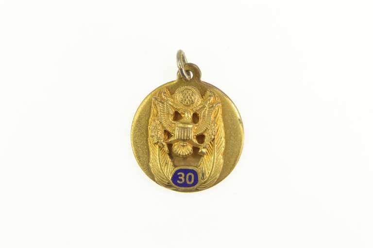 Gold Filled US Military Eagle 30 Years Enamel Service Charm/Pendant