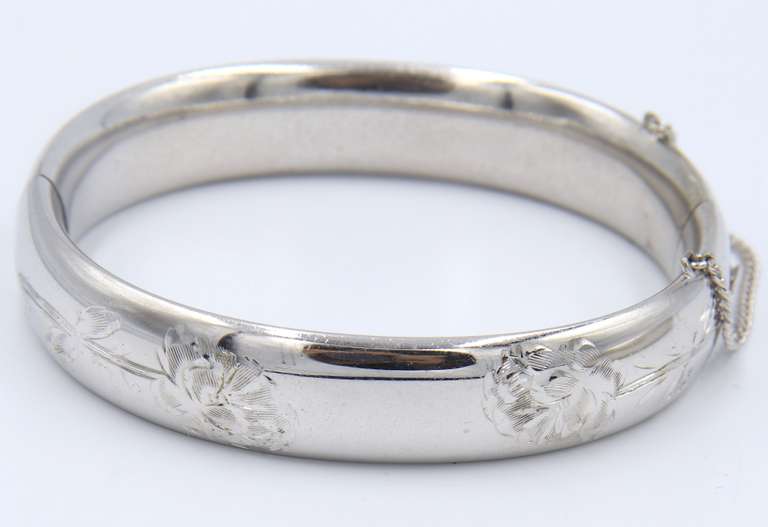 925 Sterling Silver Lot of 2 Floral Design Bangles