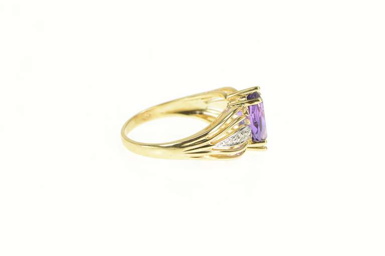 10K Yellow Gold Marquise Amethyst Diamond Accent Statement Ring