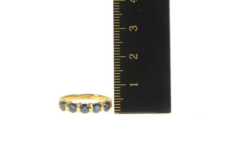 14K Yellow Gold Five Stone Natural Sapphire Stackable Band Ring