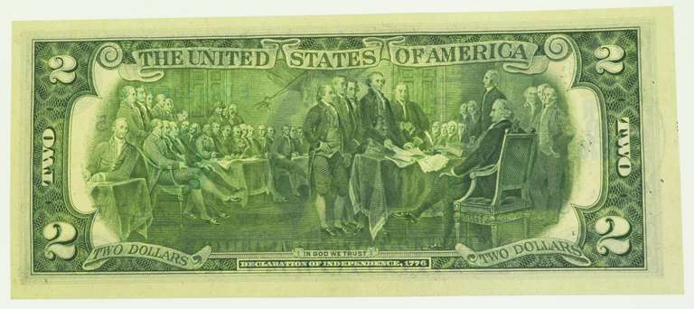 1976 $2 Bill First Issue Day With Cancellation Stamps