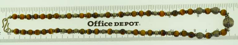 Sterling Silver Tiger eye Beads With Vintage Silver Beads Necklace