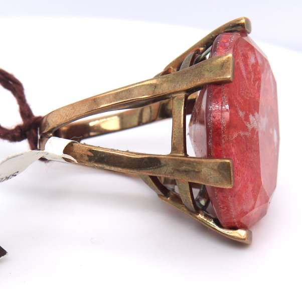 Stephen Dweck Rock Crystal Triplet Black Coral Gemstone Ring