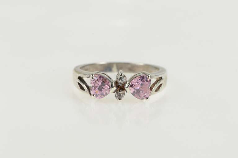 Sterling Silver Heart Pink CZ Love Symbol Promise Ring