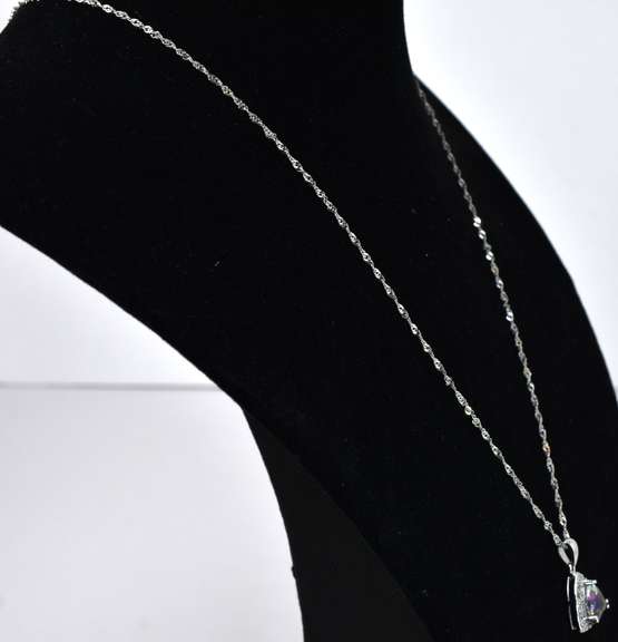 Sterling Silver Necklace With Mystic Quartz And CZs