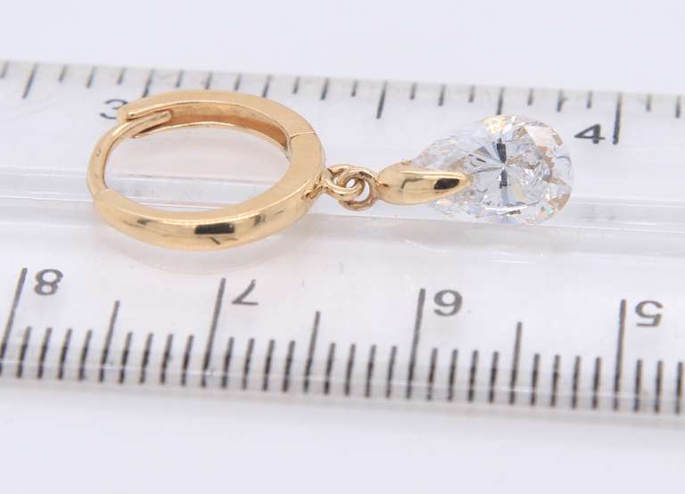 Nice Yellow Gold Pear Cubic Zirconia Dangle Earrings