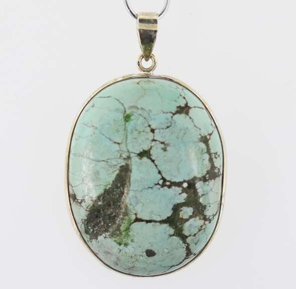 Simply gorgeous 91.88ct Turquoise cabochon sterling pendant