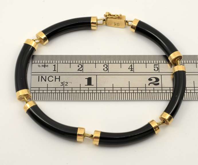Black Jade and 14k Bracelet