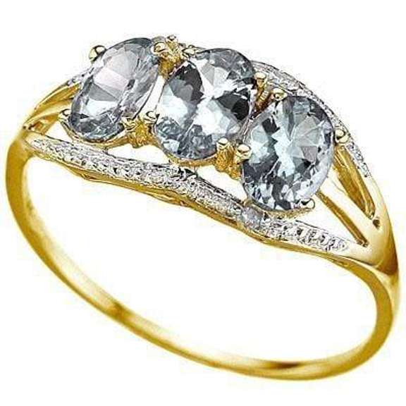 1.21 CT AQUAMARINE & DIAMOND 10KT SOLID GOLD RING