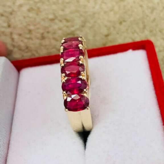 14kt Solid Yellow Gold & Ruby Band Ring