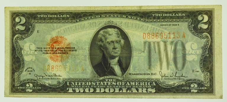 1928-G Red Seal $2 Bill