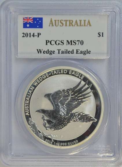 Flawless 2014-P Australia Silver $1. PCGS MS70 John Mercanti signed