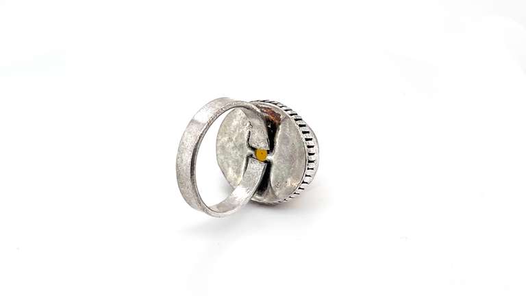 Oval Yellow Agate Tibetan Silver Ring