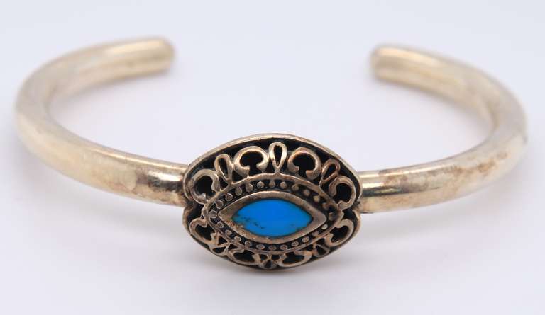 Vintage Sterling Silver Turquoise Cuff Bangle