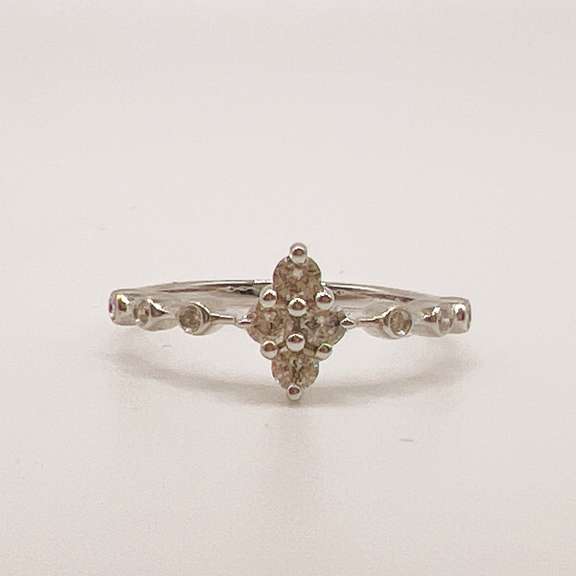 14kt Solid White Gold & Diamond Ring