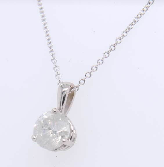 Sparkling White Gold 1ct Diamond Pendant on Chain