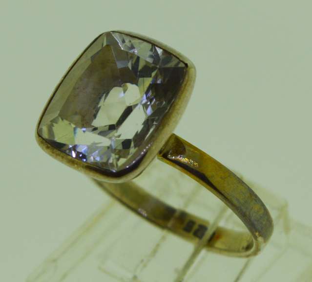 Sterling Silver Cushion Cut White Topaz Solitaire Ring
