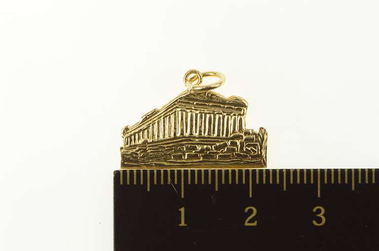 18K Yellow Gold Greek Parthenon Landmark Souvenir Charm/Pendant