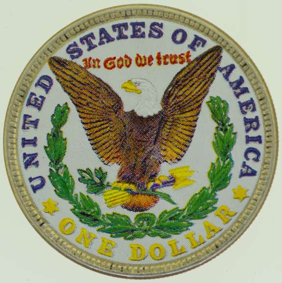 1921 American Morgan Silver Dollar $1 Beautifully Colorized Coin on Both Sides