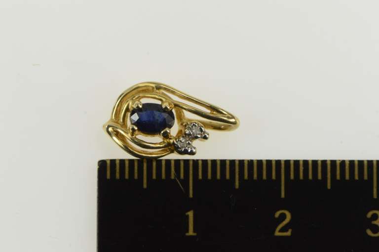 14K Yellow Gold Oval Sapphire Diamond Accent Cluster Pendant