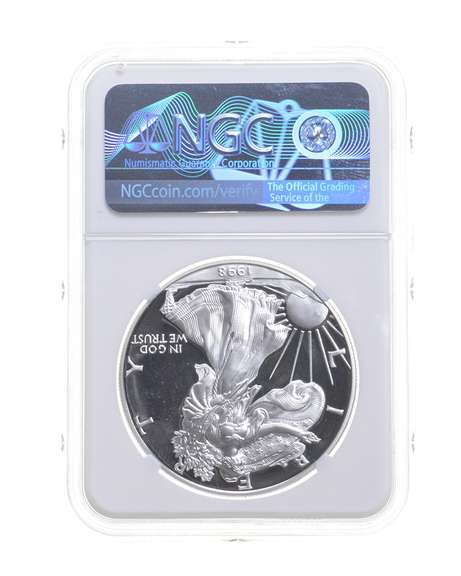 PF69UCAM Mint Error 1998-P American Silver Eagle REV Struck Thru - NGC