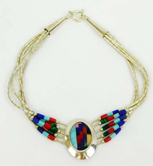Sterling Gemstone Navajo Zuni Bracelet