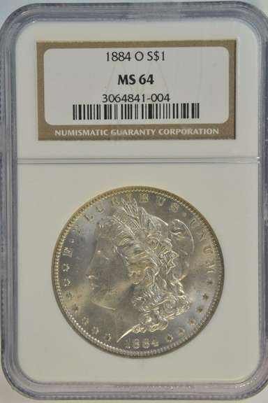 Blazing-white near Gem BU 1884-O Morgan Silver Dollar. NGC MS64