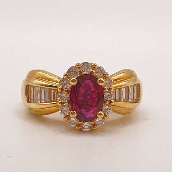 18kt Yellow Gold, Ruby, & Diamond Ring