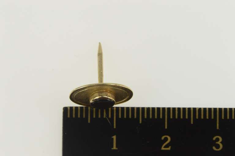 10K Yellow Gold Retro Oval Black Star Sapphire Lapel Tie Pin/Brooch