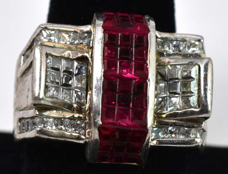 Bold And Striking CZ And Ruby Ring