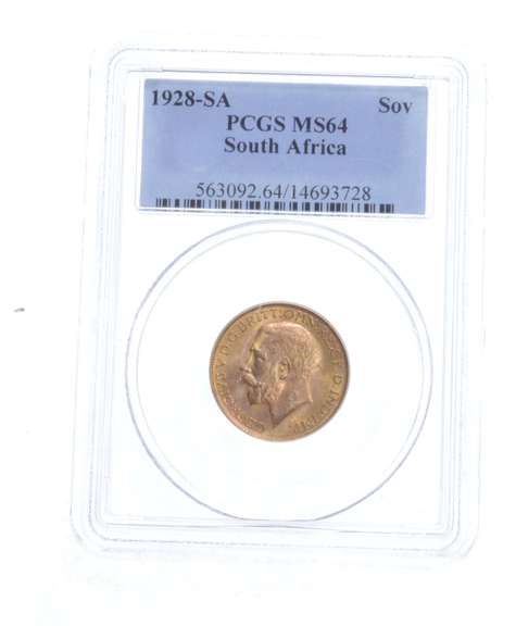 MS64 1928-SA South Africa 1 Sovereign - Graded PCGS