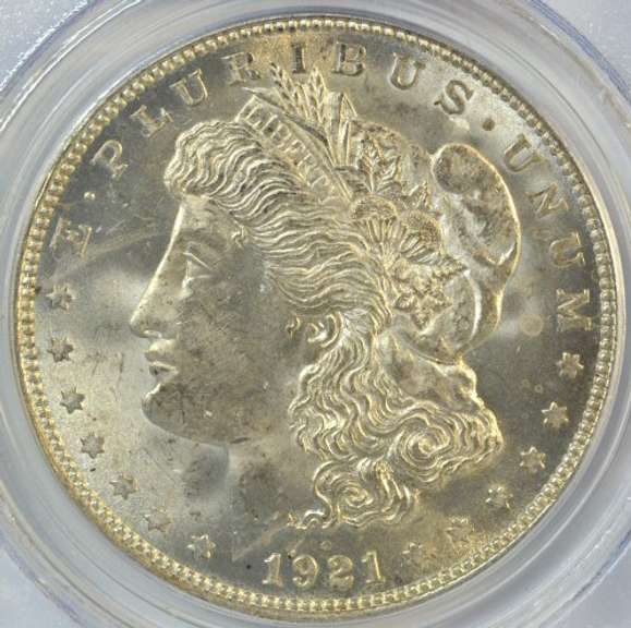 Nearly Gem BU 1921 Morgan Silver Dollar. PCGS MS64