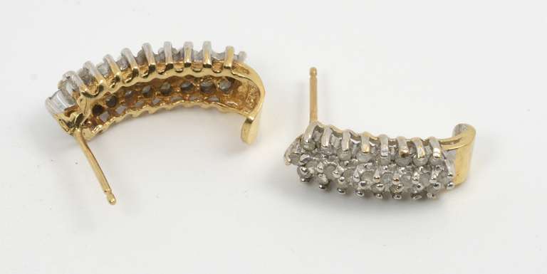 Diamond Cluster J Hoop Earrings