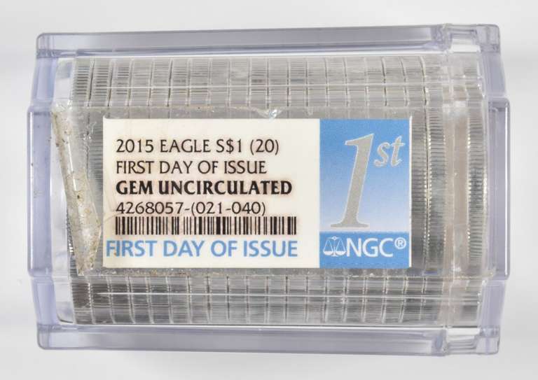 (20) GEM UNC 2015 American Silver Eagle - FDOI - Graded NGC