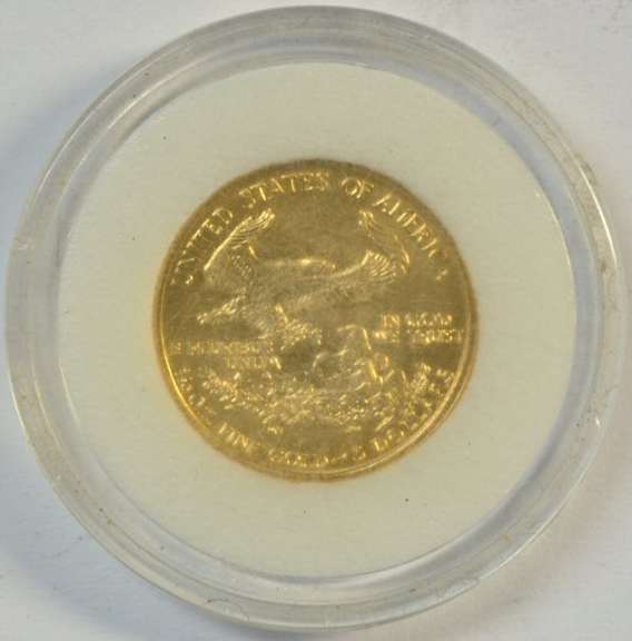 Superb Gem BU 1994 $5 American Gold Eagle coin in capsule