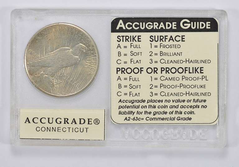 A3-65c 1927 Peace Silver Dollar - Accugrade Graded