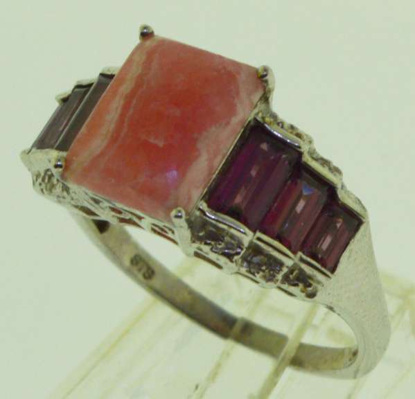 Sterling Silver Rose Quartz And Garnet Ring