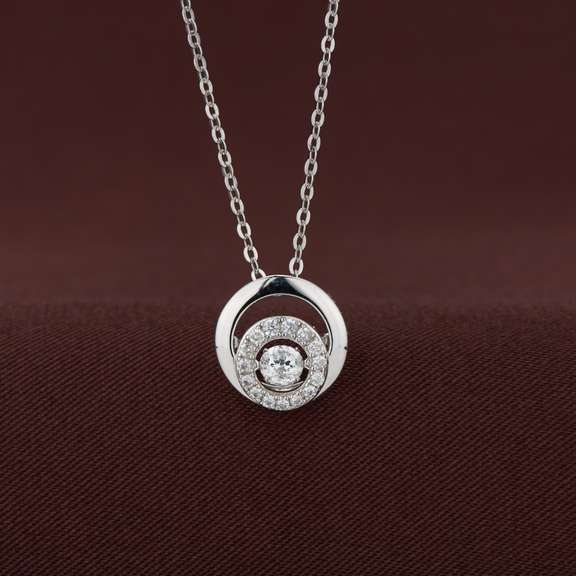 Round Pave Stone with Dancing stone pendant
