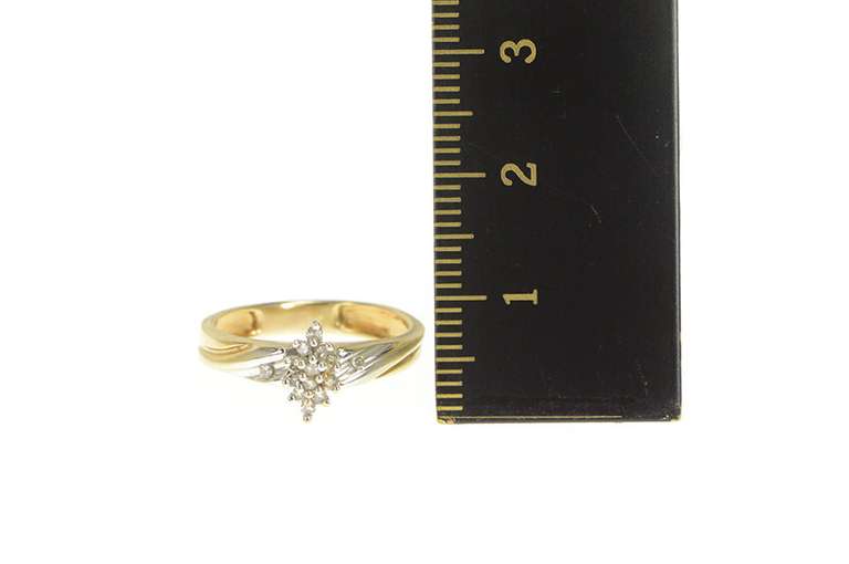 14K Yellow Gold Marquise Diamond Cluster Promise Ring