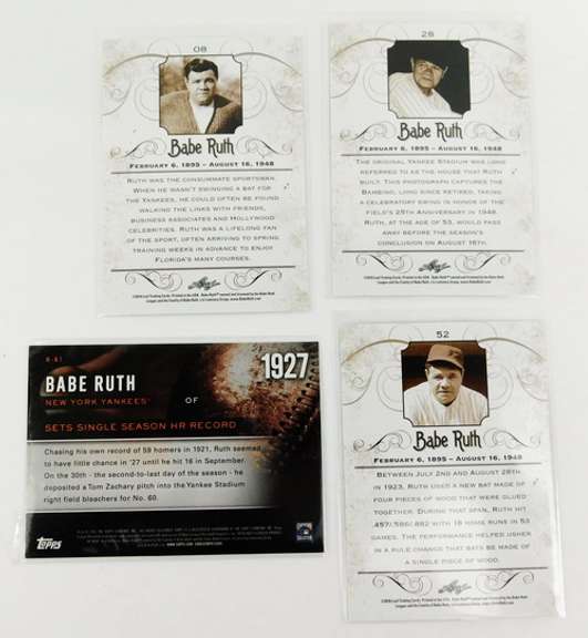 4 Babe Ruth Baseball Cards