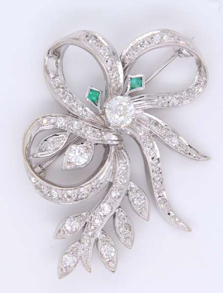 Shimmering White Gold old European and Single Cut Diamond Brooch