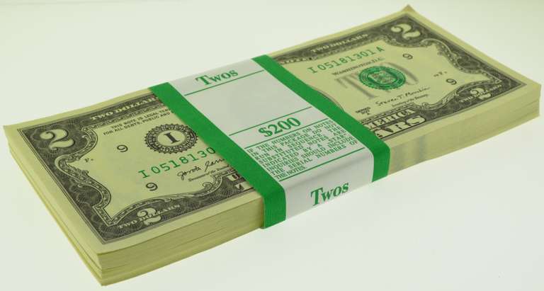 2017-A Series $2 Bills in Sequence (I) $200 Pack of New Gem CU