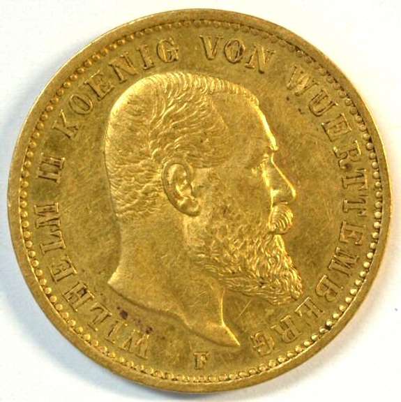 Very Scarce 1905-F Germany 20 Marks Gold Piece (Wurttemberg). Nice