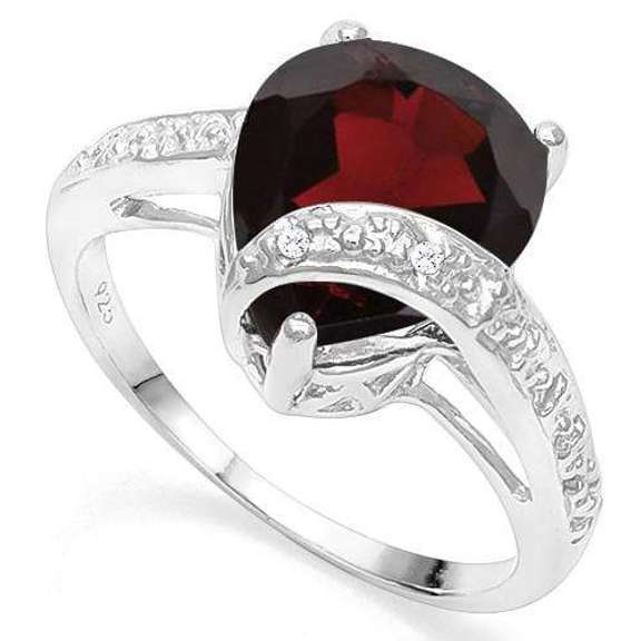 4.77 CT GARNET & DIAMOND 925 STERLING SILVER RING